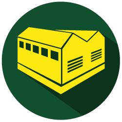 green and yellow building icon